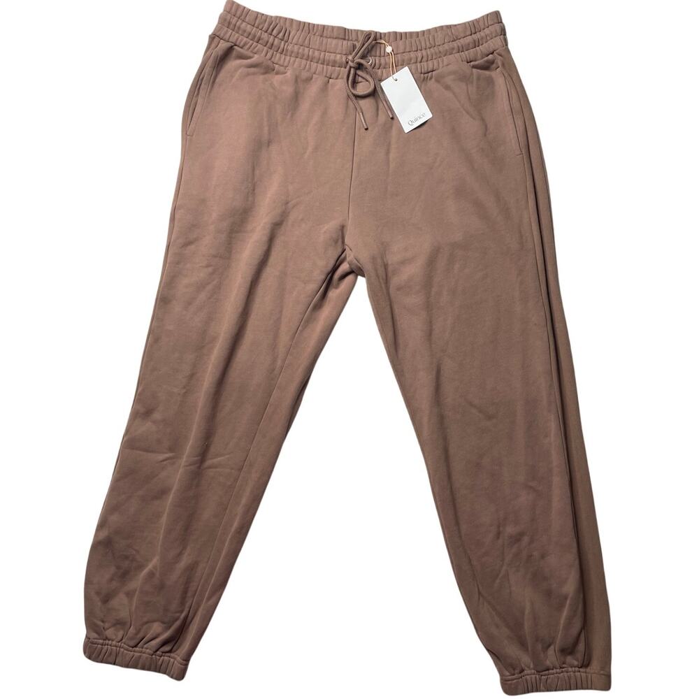 NWT Quince Heavyweight Fleece Boyfriend Sweatpants Jogger Brown XL Cotton